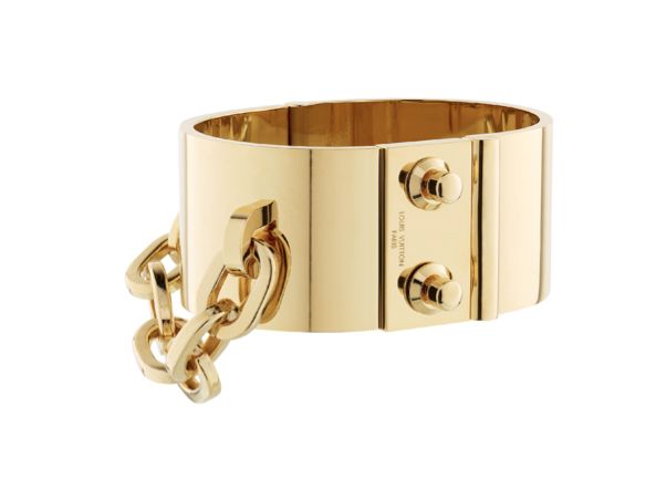 Louis Vuitton Goldtone Metal Lock Me Manchette Cuff Bracelet - Yoogi's  Closet