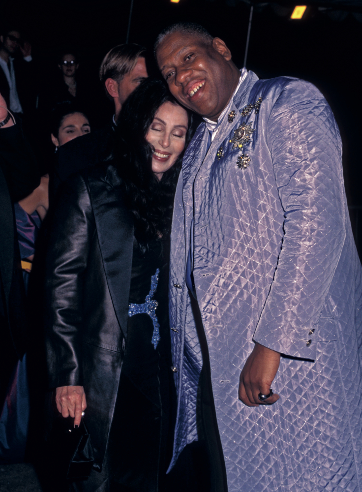 NEW YORK CITY - DECEMBER 8: Singer/Actress Cher and fashion editor Andre Leon Tally attend The Metropolitan Museum's Costume Institute Gala Mongraphic Exhibition "Gianni Versace" on December 8, 1997 at The Metropolitan Museum of Art in New York City. (Photo by Ron Galella/Ron Galella Collection via Getty Images)