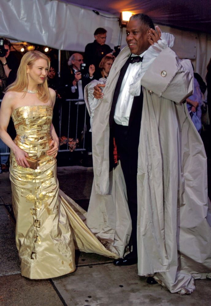 Renee Zellweger and Andre Leon Talley during 2004 Costume Institute Gala "Dangerous Liaisons" - Arrivals at Metropolitan Museum of Art in New York City, New York, United States. (Photo by Dimitrios Kambouris/WireImage)