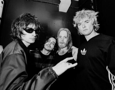 A black and white photo of the members of Villanelle